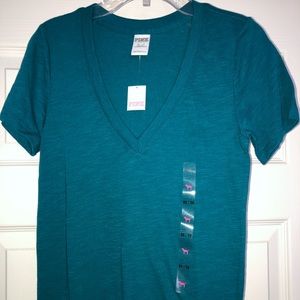 PINK V-Neck turquoise T-shirt— NEW/NEVER WORN
